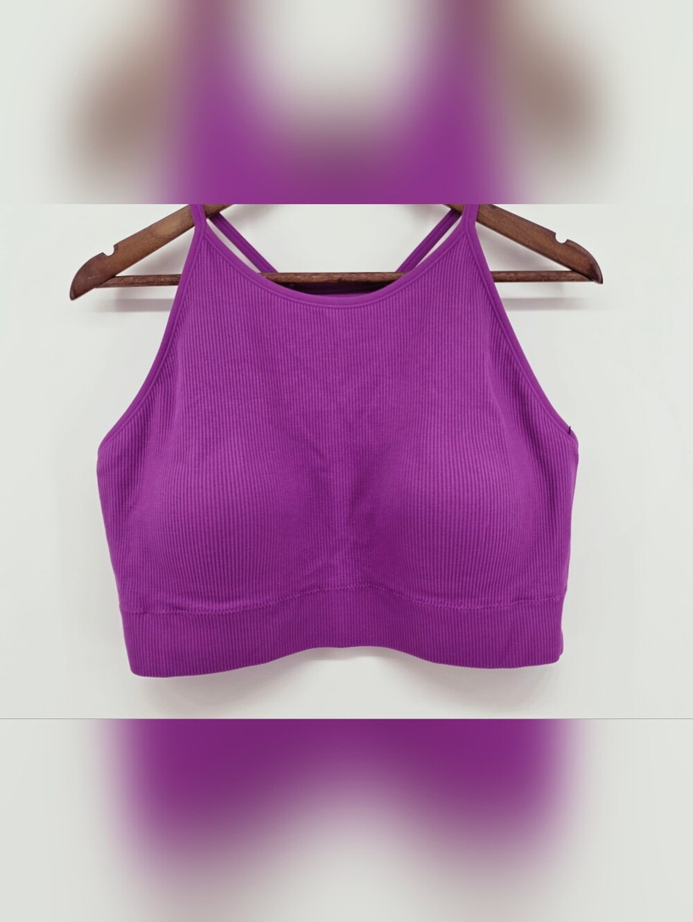 Torrid Seamless Rib High Neck Bralette Byzantium Purple - Size 3 / Plus Size 3X - Picture 3 of 17